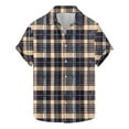thumbnail image 2 of Njoeus Short Sleeve Button Up Shirts for Men Summer Regular Fitted Plaid Shirts Casual Work Shirt Tops & Blouse （Available In Big & Tall) 3X 4X 5X Summer Savings Brown, 2 of 5
