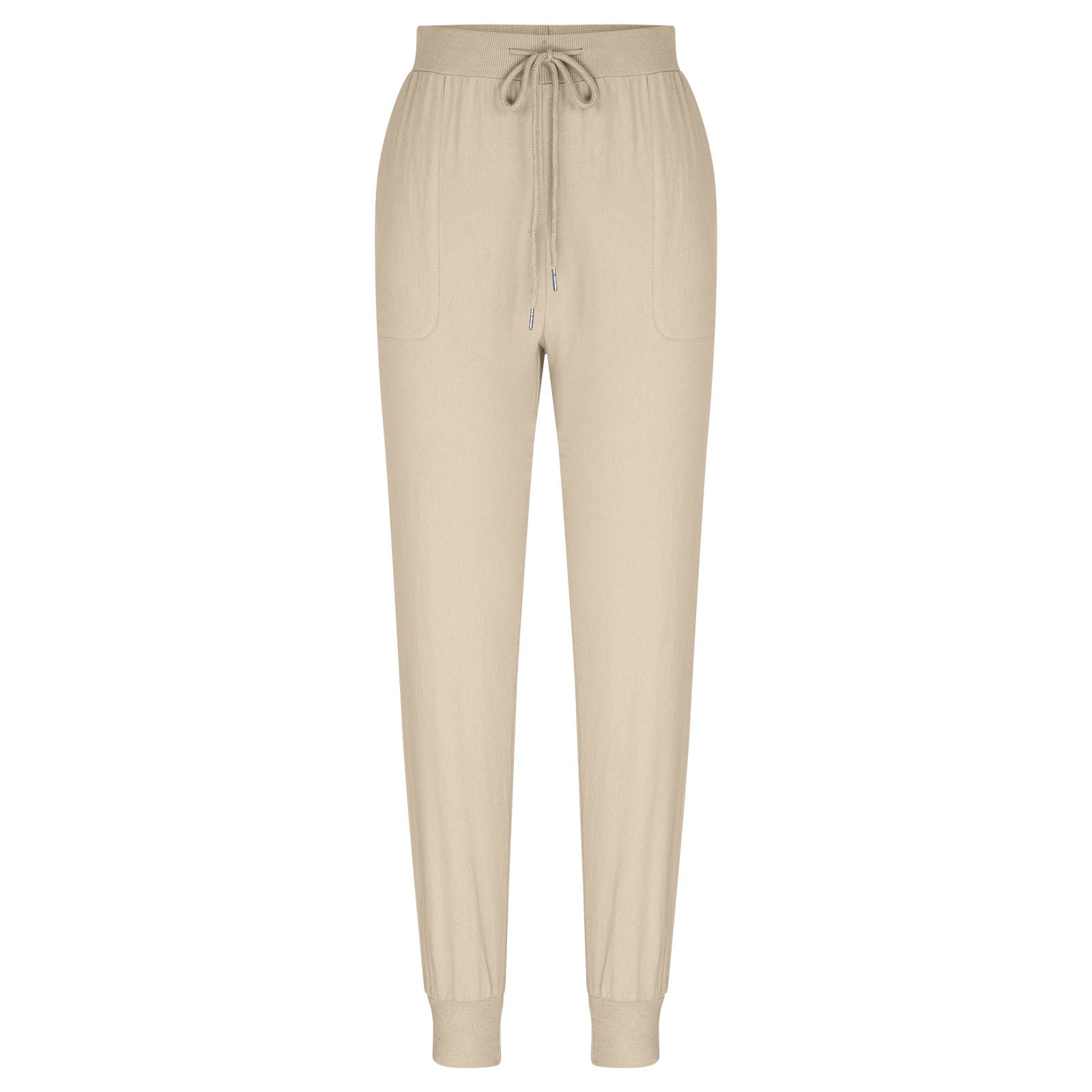 ROSKIKI Womens Soft Boho Linen Solid Jogger Pants Drawstring Pockets Lounge  Pants Bottom Khaki Medium - ShopStyle