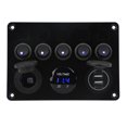 thumbnail image 1 of 5 Gang Switch Panel, LED Switch Panel Waterproof Pre Wired Design 12-24V Universal Dual USB Ports  For Fog Lamp Headlight Taillight Red,Blue,Green, 1 of 8