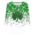 thumbnail image 5 of St. Patrick's Day T-Shirt for Women Clover Graphic Three Quarter Sleeve Crewneck Soft Breathable Fabric Festive Novelty Clothes, 5 of 5