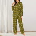 thumbnail image 2 of Honeii Sunflowers 2 print Women's Pajama Sets Long Sleeve Button Down Sleepwear Nightwear Soft Pjs Lounge Sets-Small, 2 of 7