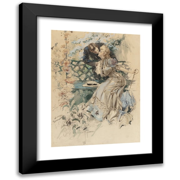 Harrison Fisher 11x14 Black Modern Framed Museum Art Print Titled - Gathering Honey (1907)