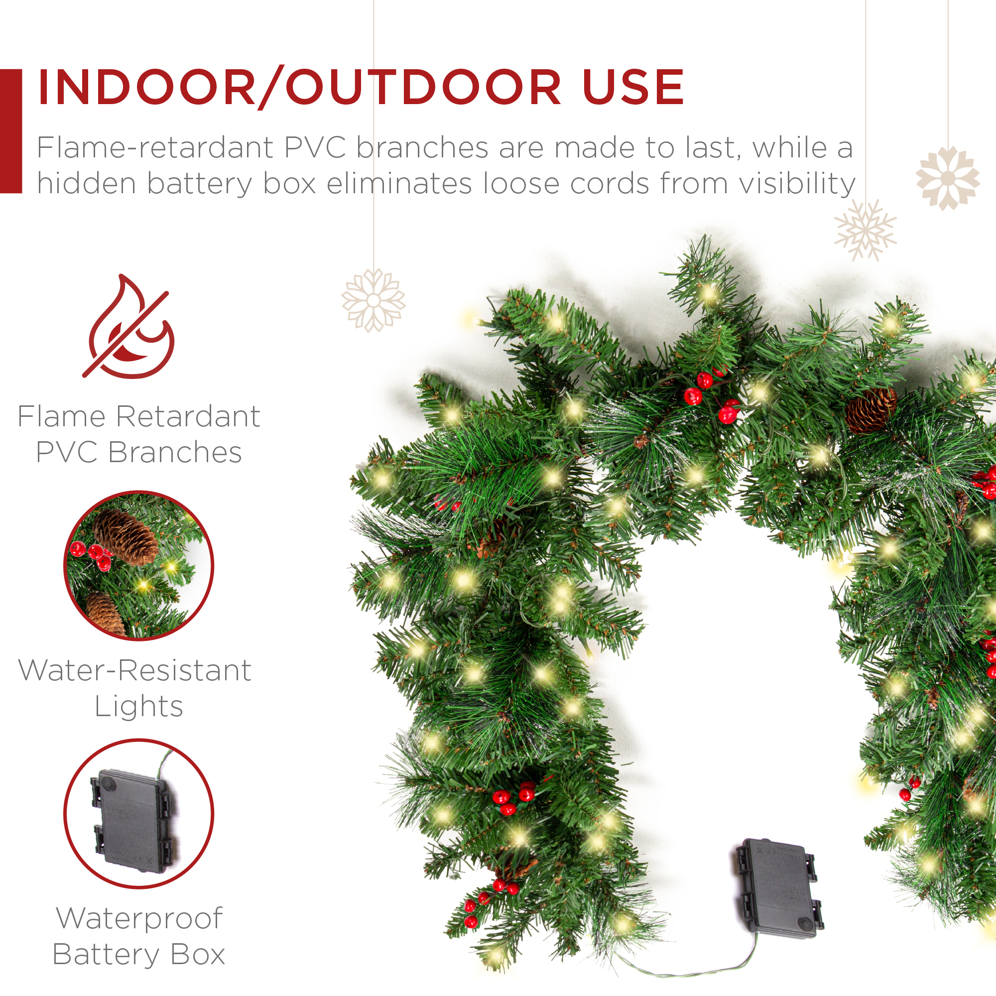Best Choice Products 9ft Pre-Lit Christmas Garland, 50 LED Lights photo 4