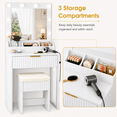 thumbnail image 5 of Zimtown Vanity Desk Set with Mirror, Makeup Vanity Table with 8 LED Lights and Charging Station, Dressing Desk for Bedroom, White, 5 of 12