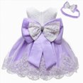 thumbnail image 3 of Taybagh Baby Girl Dress Lace Bowknot Formal Tutu Dress Set with Headband Flower Girl Easter Clothes Infant Baby Clothes, 3 of 5