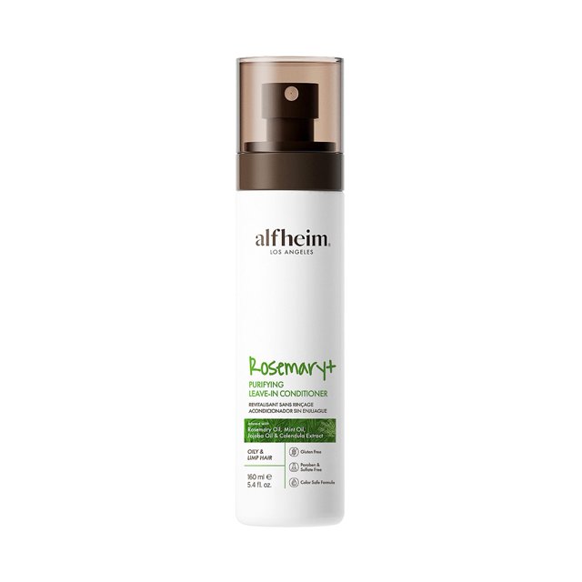 ALFHEIM Acondicionador sin aclarado Rosemary+ | Bruma ligera hidratante y suavizante para el cabello | Control del encrespamiento y protección contra el calor | Adecuado para cabello graso, fino y con