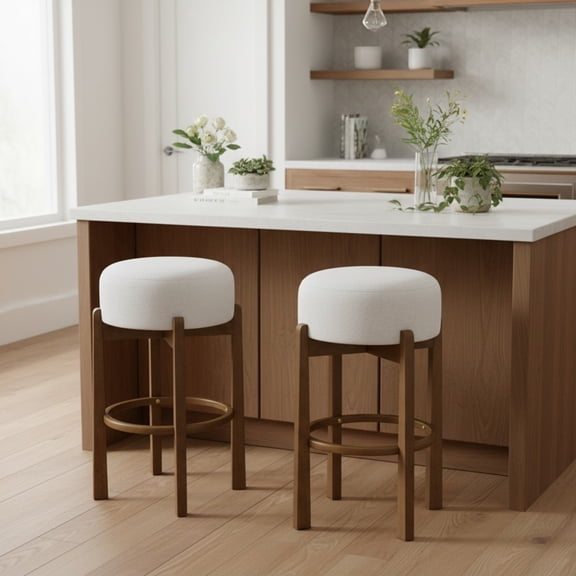 30"H Wooden Upholstered Barstool Set of 2,Counter Height Bar Stools for Kitchen,Dark Walnut
