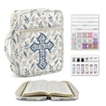 thumbnail image 2 of Pzuqiu Cross Leaves Bible Cover Case for Women Carrying Cases Book Protector Large Bible Study Accessories Supplies with Handle&Tags Quilted Vintage Scripture Book Cover, 2 of 7