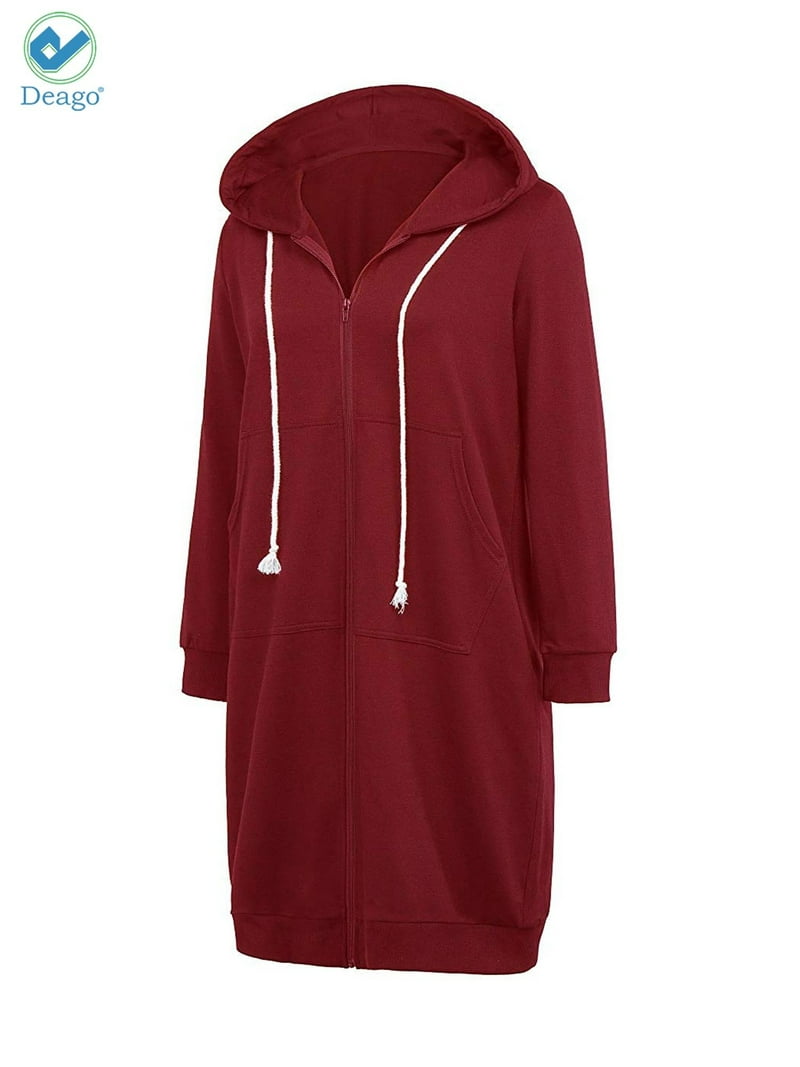 Deago Women's Casual Zip up Hoodies Long Tunic Sweatshirts