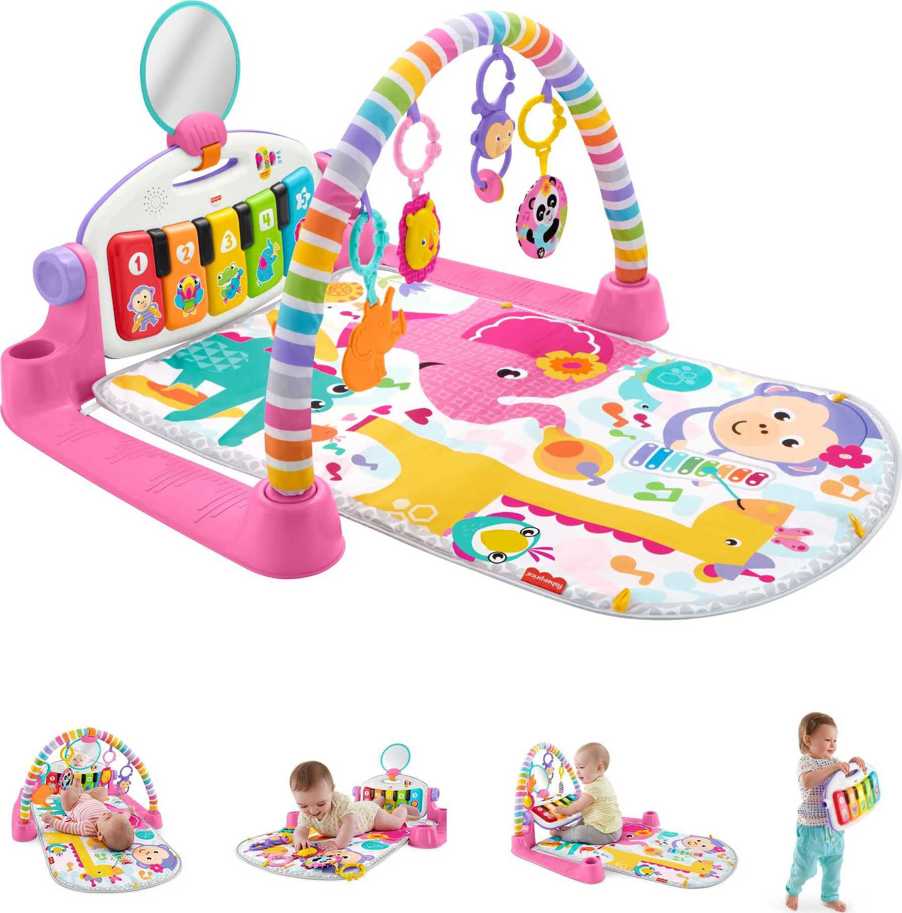 Play Mat Activity Gym for Baby Activity Toys Sit and Play MooToys Kick and Play Newborn Toy with Piano for Baby 1-36 Month Lay and Play Pink 