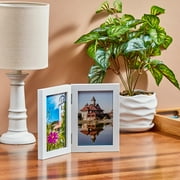 Mainstays – 4x6 Picture Frame – White 2 Photo Hinge Linear Program Tabletop Photo Frame