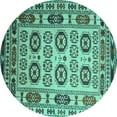 thumbnail image 1 of Ahgly Company Indoor Round Southwestern Turquoise Blue Country Area Rugs, 4' Round, 1 of 4
