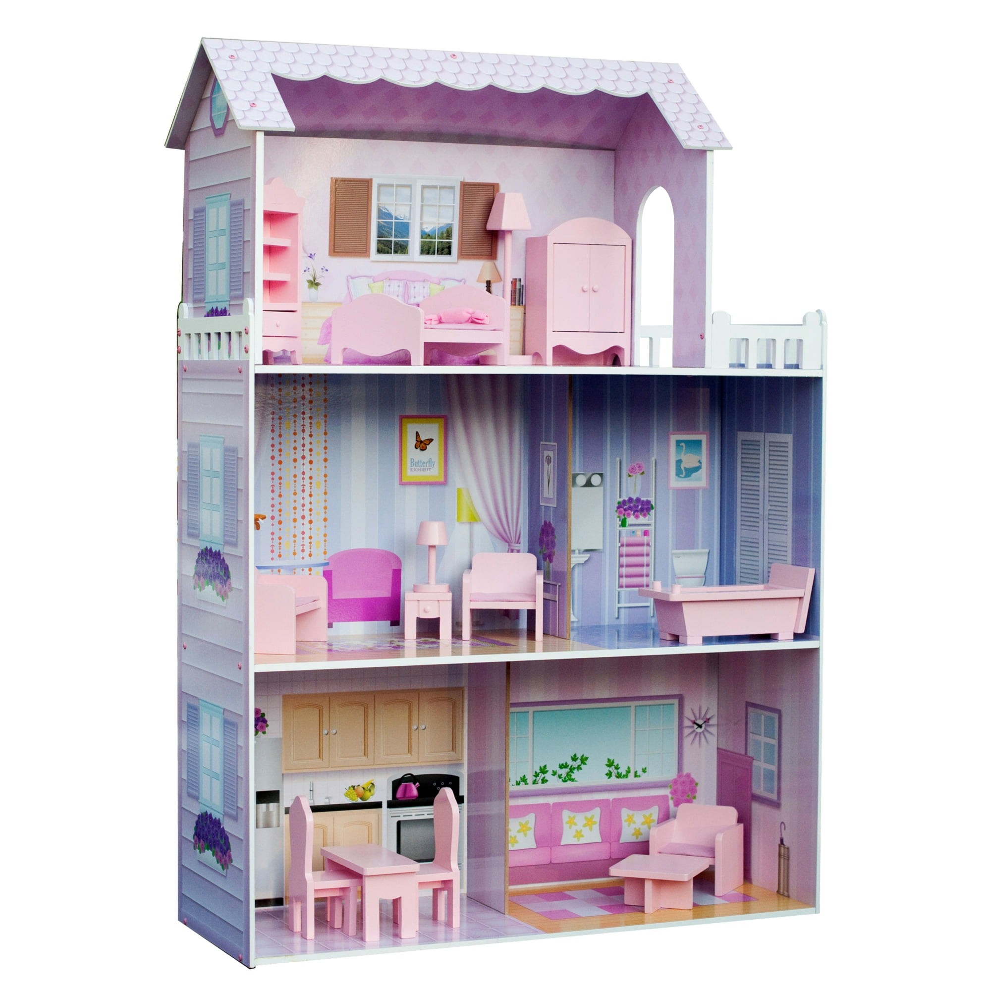 3 story dollhouse with furniture discount