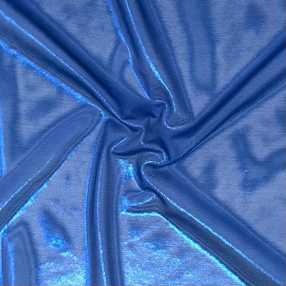 Ultrasheen Foiled Power Mesh Fabric Blue Moon Fabrics