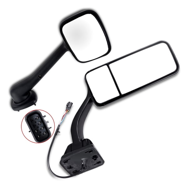 CCIYU Rearview Mirror Hood Black Power Heated Towing Wide Angle Mirror Driver Left Side Mirror Fits for 2008-2016 for Freightliner for Cascadia Support Arm Manual Adjusted