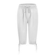 thumbnail image 5 of Sailboat Womens Capris for Summer Petite Length Ladies Pedal Pushers Plus Size Capris Pull On Sweats Pajama Cropped Pants W/Pocket White XL, 5 of 8