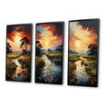 thumbnail image 3 of Designart "Sunset Over a Vietnam River Delta IV" Vietnam Framed Wall Art Set Of 3 - Red Vietnam Frame Canvas Set For Living Room Decor, 3 of 7