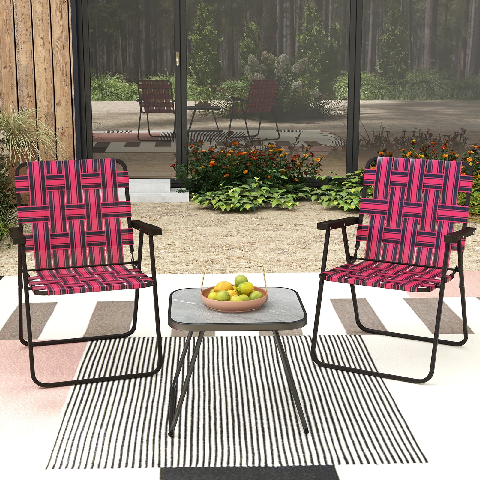 Topbuy Heavy-Duty Metal Frame Camp Chair, Red