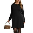 thumbnail image 2 of UVN Vestidos para Mujer Otoño Invierno Manga Larga Cuello Redondo Casual Jersey Sudadera Vestido con Abertura Lateral, 2 of 8