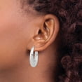 thumbnail image 2 of Auriga 925 Sterling Silver Rhodium-plated Polished Hollow Oval Hoop Earrings for Women, 2 of 4