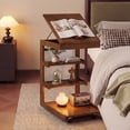thumbnail image 4 of Costway 1 Pce Table d'Appoint en Forme de C avec Roues, Plateau Réglable, Butée de Bord, Pochette de Rangement Brun, 4 of 10
