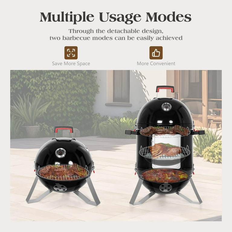 Summit Living 18-inch Vertical Charcoal Smoker Grill with