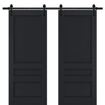 Sturdy Double Barn Door | Veregio 7411 Antracite | 13FT Rail Hangers Heavy Set | Solid Panel Interior Doors-72" x 96" (2* 36x96)-Black Rail