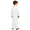 thumbnail image 2 of Moggemol Tunique Maxi à Manches Longues pour Garçons Dubai Traditionnelle Satin Soyeux Robe Fendue Blanche 8, 2 of 7