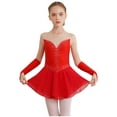 thumbnail image 4 of CHICTRY Kids Girls Modern Lyrical Dancewear Patchwork Fancy Skating Ballet Dance Performance Dress Red 6, 4 of 7