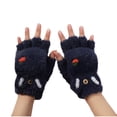 thumbnail image 2 of VONCOS Women's Cute Fuzzy Fingerless Gloves - Navy, Free Size - Warm for Texting, Typing - Soft Nylon Spandex Blend - Ideal for Office & School, 2 of 2
