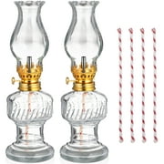 NUOLUX 2 Sets of Glass Kerosene Lamps Vintage Kerosene Lamps Portable Oil Lanterns with Wicks for Home