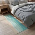 thumbnail image 4 of Area Rug with Tassels 2' x 5', Coastal Ocean Sea Wave Kitchen Runner Rug for Hallway Bedroom Throw Rugs, Teal Beige Water Ripple Soft Door Mat for Bathroom Entrance Living Room, 4 of 9