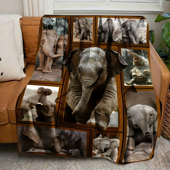 Cozy Elephant-Themed Flannel Throw Blanket - Soft, Warm, and Perfect for Couch, Bed, Office, or Travel - Ideal Gift for Friends