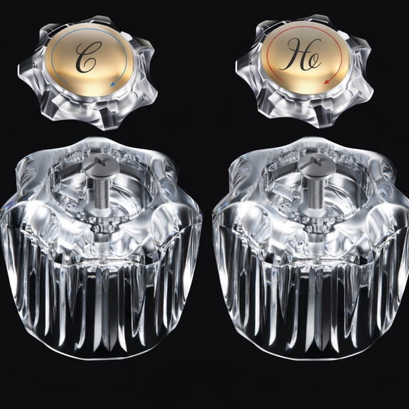 Lsupdaol 1 Pair Bathroom Knobs Replacement, Bathtub Handles Compatible with Delta/Delex/Peerless, Hot and Cold Sink Knobs Replacement Parts in Clear Acrylic, Include Screws