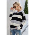 thumbnail image 4 of Pulls Décontractés Manches Longues Col Rond Couleur Patchwork Pull Tops en Tricot, 4 of 7