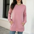 thumbnail image 2 of IROINNID Polyester Long Sleeve T Shirt for Women Comfy Autumn And Winter New Round Neck Pocket Sweater Tops,Pink, 2 of 7