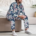 thumbnail image 7 of Xecao Flowers Print Pajamas Set Mens Pajamas Long Sleeve Loungewear Two-Piece Sleepwear Button-Down Pjs Set,2PJS-X-Large, 7 of 7