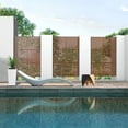 thumbnail image 5 of Elevens Decorative Privacy Screen Outdoor Divider with Stand Metal Corten Steel 76" x 47.2" x 15.7" Brown, 5 of 5