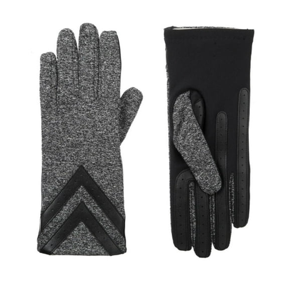 isotoner Gants Shorty SmartDri SmartTouch pour Femmes - A30730 (Noir Chiné, P/M))