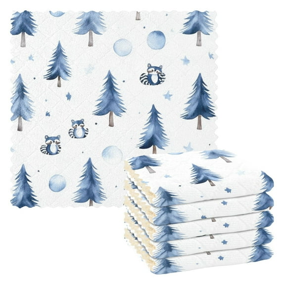 Winter 6 Pack Kitchen Cleaning Cloths 11'' x 11'', Super Absorbent, Soft Double Layer Plush for Dish and Surface Cleaning