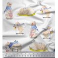 thumbnail image 1 of Soimoi Rayon Fabric Cycle,Rabbit & Bear Kids Print Fabric by the Yard 42 Inch Wide, 1 of 2