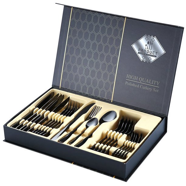 Juego de vajilla de acero inoxidable con cuchillo, tenedor y cuchara para carne de hotel occidental