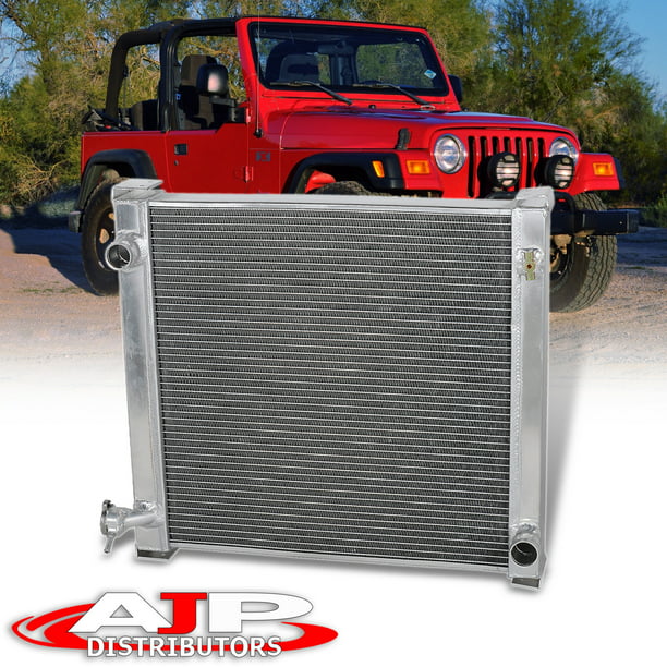 AJP Distributors Off-Road 2-Row Dual Core Full Aluminum Cooling Radiator  Upgrade Compatible/Replacement For Jeep Wrangler YJ TJ Manual Transmission  /// L4 L6 Engine 