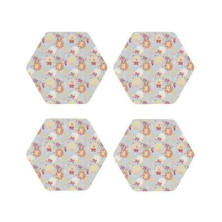 

Drink Coasters Set of 4 butterfly flower Leather Coasters for Coffee Table Protector Heat Resistant Cute Coasters for Home Decor Housewarming Gifts Bar Kitchen 4 Inch Hexagon