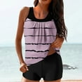 thumbnail image 2 of Modest Tankini Swimsuits for Women Striped Print Sporty Bathing Suits Tummy Control Swim Shorts, 2 of 6
