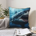 thumbnail image 6 of Haiem 3D Realistic Shark Print Velvet Soft Solid Decorative Square Throw Pillow Covers Set with Elegant Piping Christmas Cushion Case for Sofa Bedroom Car-16"x16", 6 of 8