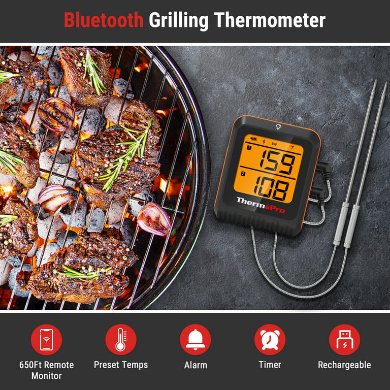 ThermoPro Tp828bw Wireless Meat Thermometer with Dual BBQ Probe, 1000F