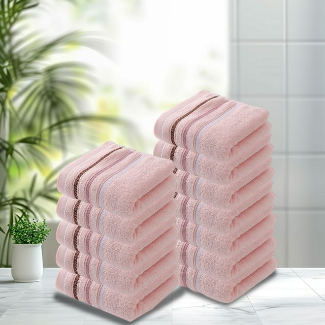 Set de toallas suaves absorbentes de 12 piezas - 70x33cm - Amarillo, Rosa, Azul, Gris - Para gimnasio, spa, hogar y cuidado del cabello