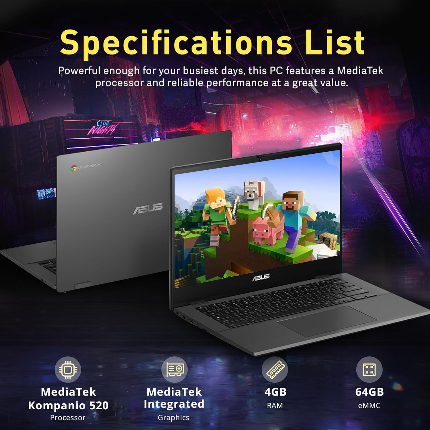 ASUS Chromebook CM1402 14" FHD Anti-glare Laptop, MediaTek Kompanio 520, 4GB LPDDR4X, 64GB eMMC, HD Webcam, WiFi 6, Bluetooth, Chrome OS, Gravity Gray, 128GB Hotface USB Card