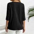 thumbnail image 6 of Lmueinov 3/4 Sleeve Length Tops for Women 100%Cotton Solid Crew Neck Casual Tunic Shirts Lightweight Pullover Blouses for Summer Fall Daily Vacation, 6 of 7